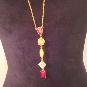 NWT WHBM Gold Tone Gem Necklace